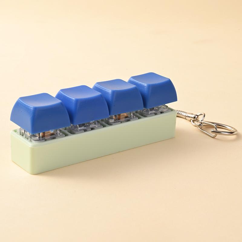 4 Keys Button Keycap Stress Relief Adult Fidget Toy Keychain 4 Keys Keyboard Fidget Gadgets Toys Diy Keyboard Keychain Toys
