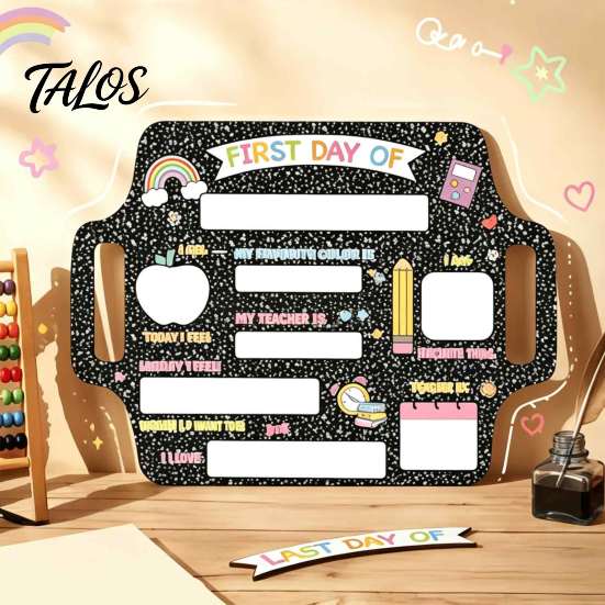 Birthday Party Sign First and Last Day of School Board for Kids, Reusable Wooden Handwritten Note Holder Chalkboard Sign, Cute Writing Daily