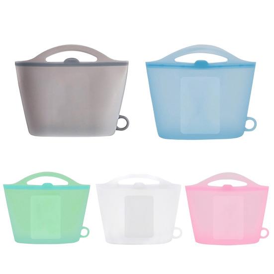 Sac de rangement en silicone de 1 L, bonne étanchéité, organisateur de conservation des aliments, pochette de rangement pour fruits au réfrigérateur, sac de désinfection à la vapeur pour micro-ondes, sac de chauffage des aliments