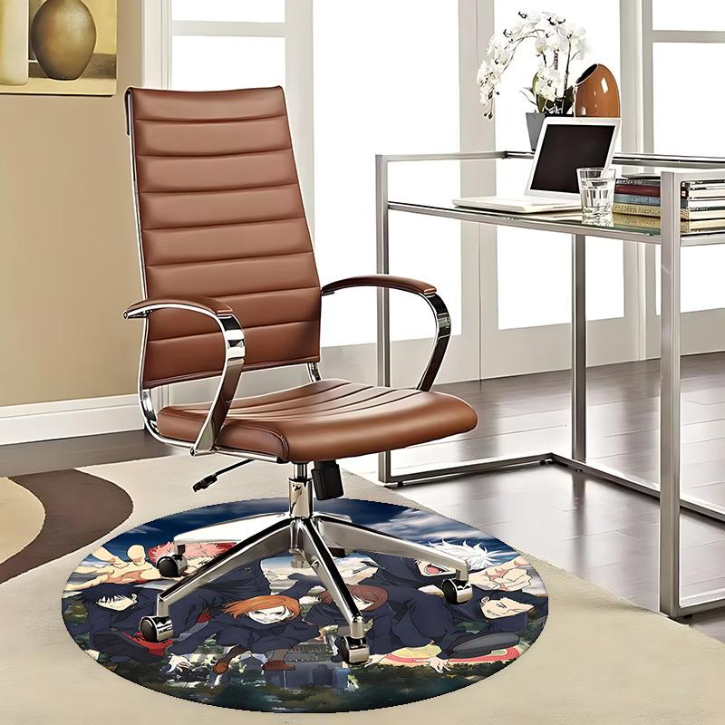 

1pc Anime Cartoon Design Round Carpet for Office Chair Mat, Non-Slip Rug Suitable for Home Decor, Living Room, Bedroom, Game Room, Dormitory - Festiva 80cm by 80cm