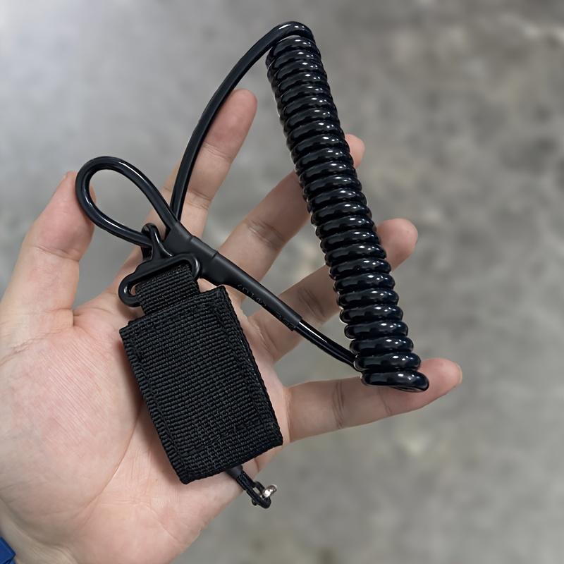 Durable Elastic Lanyard Anti-Loss Spring Strap with Metal Hook, Suitable for Keys, Flashlights, Outdoor Gear