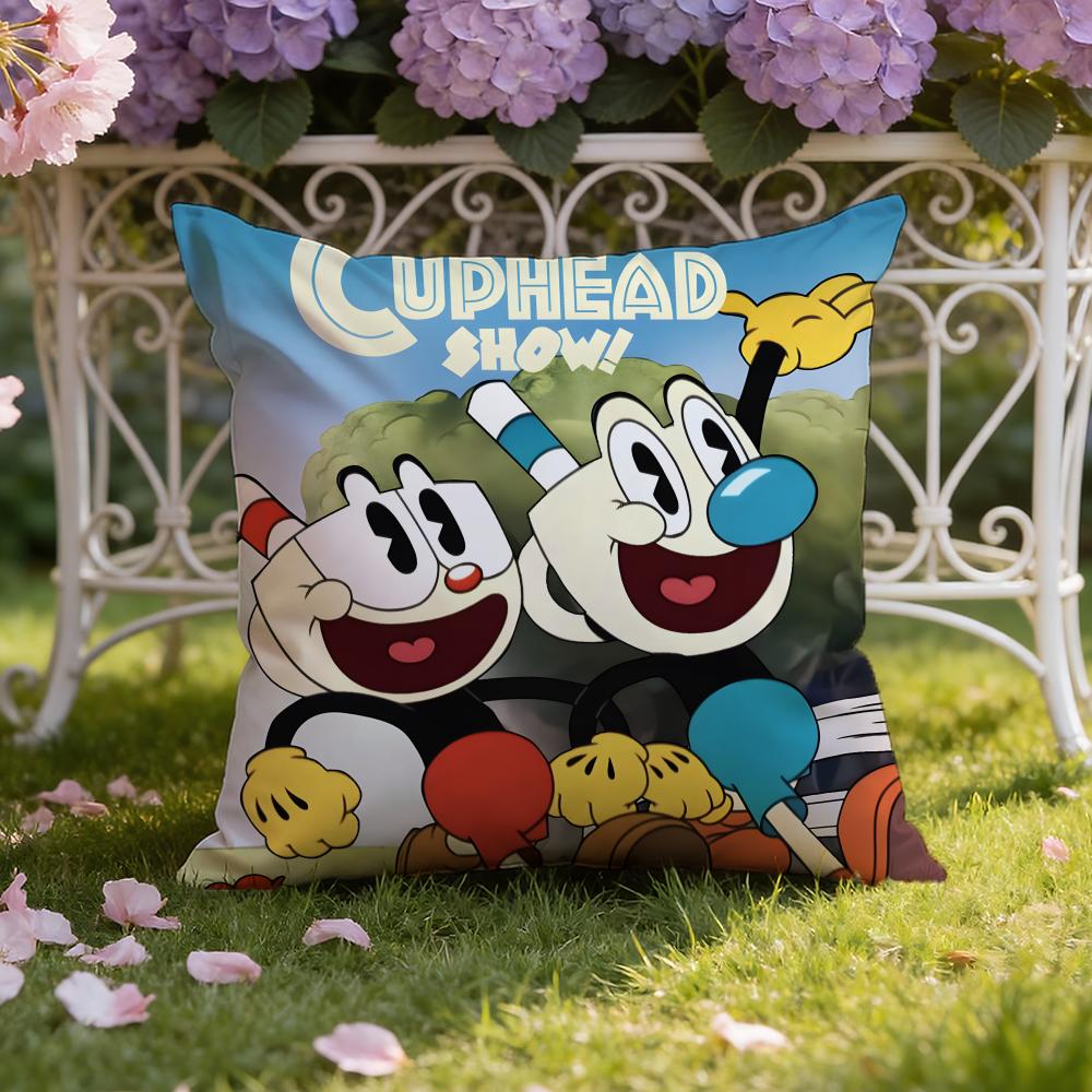 Cartoon C-Cuphead Cushion Cover Home & Car Dual-Scene Pillow Cover: Reversible for Premium Comfort