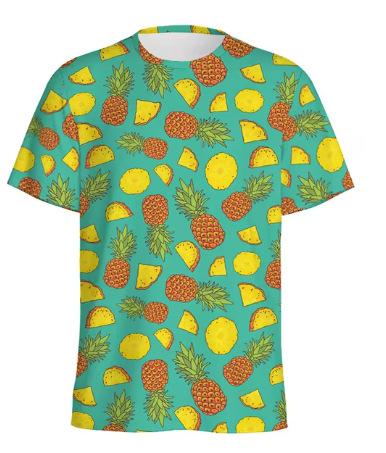 Tropical 3D Printed Pineapple T-Shirt Boys Summer Hawaiian Fruit Pattern T-Shirt Vacation Beach Short Sleeve