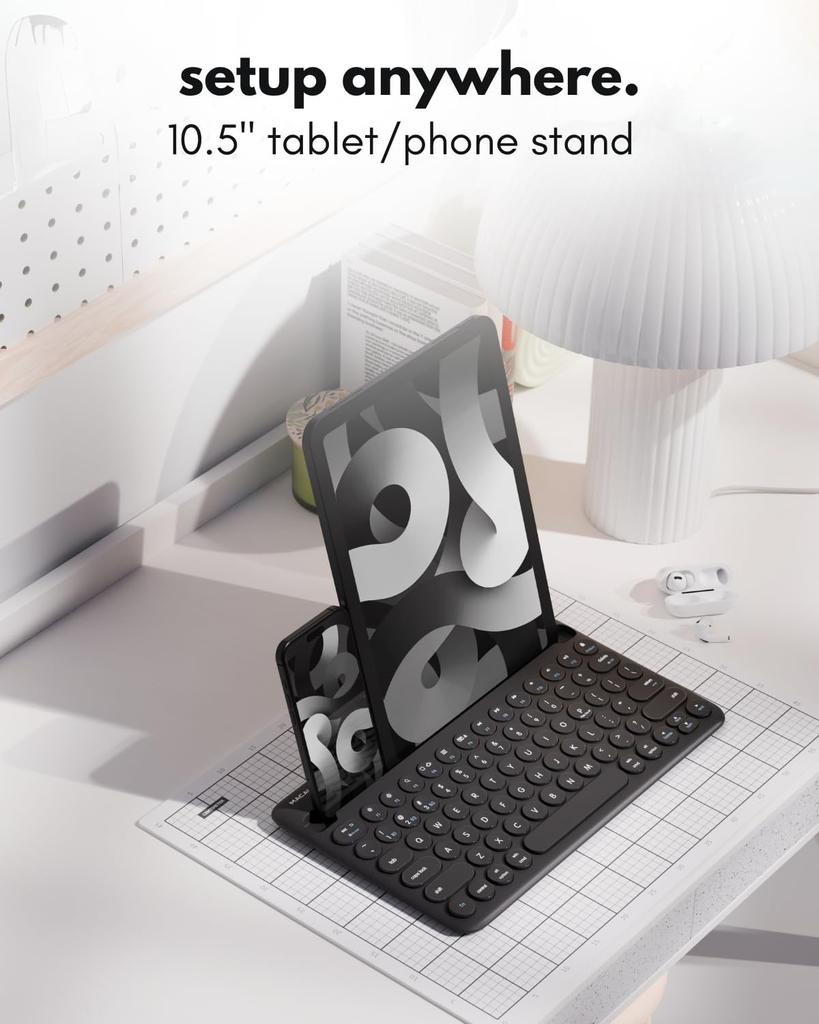 Macally Bluetooth Keyboard for Tablets Compatible with iPad and iPhone 78 Easy Quiet Black US Layout mini/Air/Mini (Multi-Device Compatible,