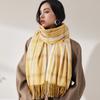 New Faux Cashmere Plaid Curry Scarf Female Warm Long Neck Large Shawl