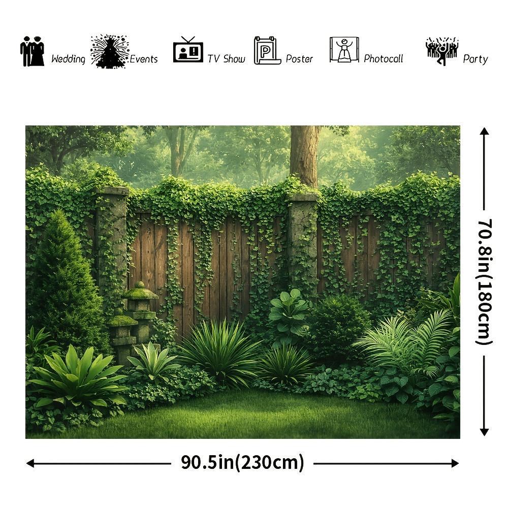 2D planar natural courtyard theme banner background  featuring fresh green plants style  suitable for home and office decoration