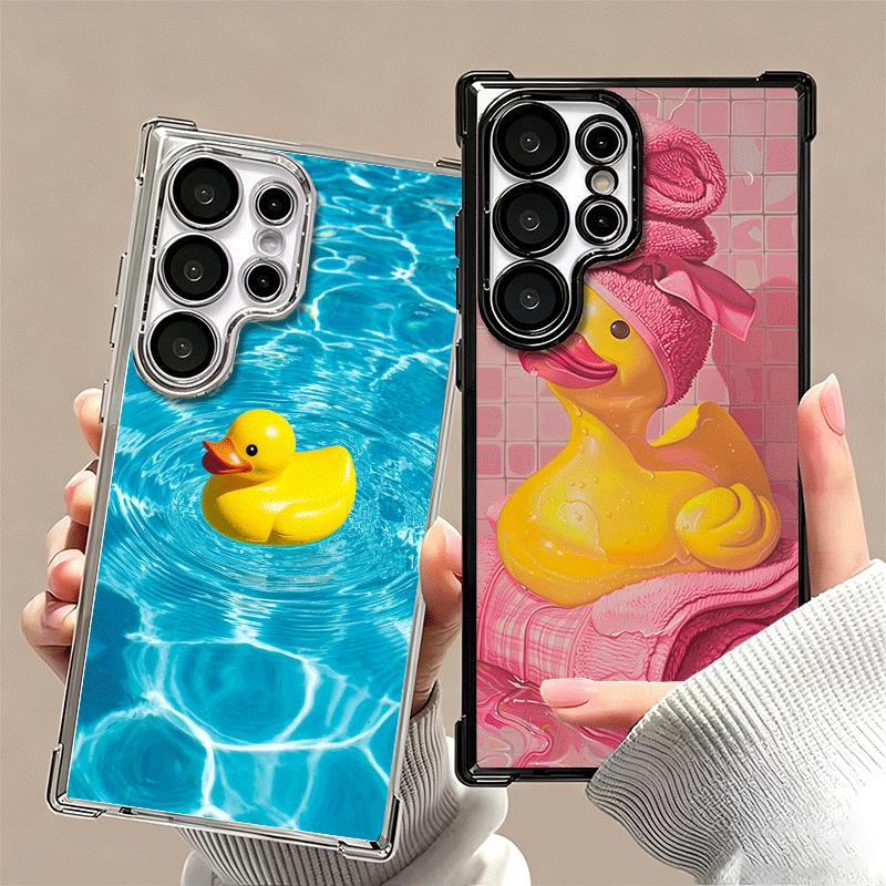 Rubber Ducks Swimming Pool Soft Phone Case For Samsung Galaxy S26 Ultra S25 Edge S24 FE S23 Plus S22 S21 + S20 Plating Anti-Fall