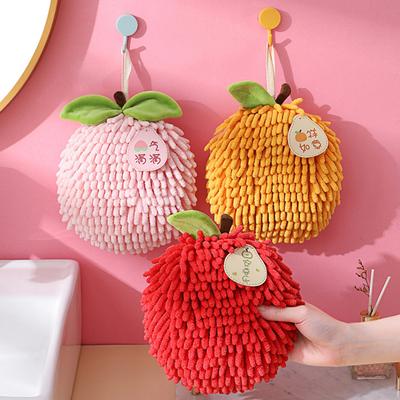 Chenille Hand Towel Cute Persimmon Fruit Super Absorbent Soft Shaggy Hanging Loop Quick Drying Bathroom Kitchen Towel New Year Gift