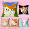 H-Hamtaros Cute Hamster Pillow Cases for Bedroom Living Room Sofa Home Decor Polyester Cushion Cover with Zipper
