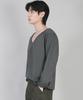 Seinteukeulu Plain Big V-Neck Long Sleeve Tee Bigv-879 Slate Gray