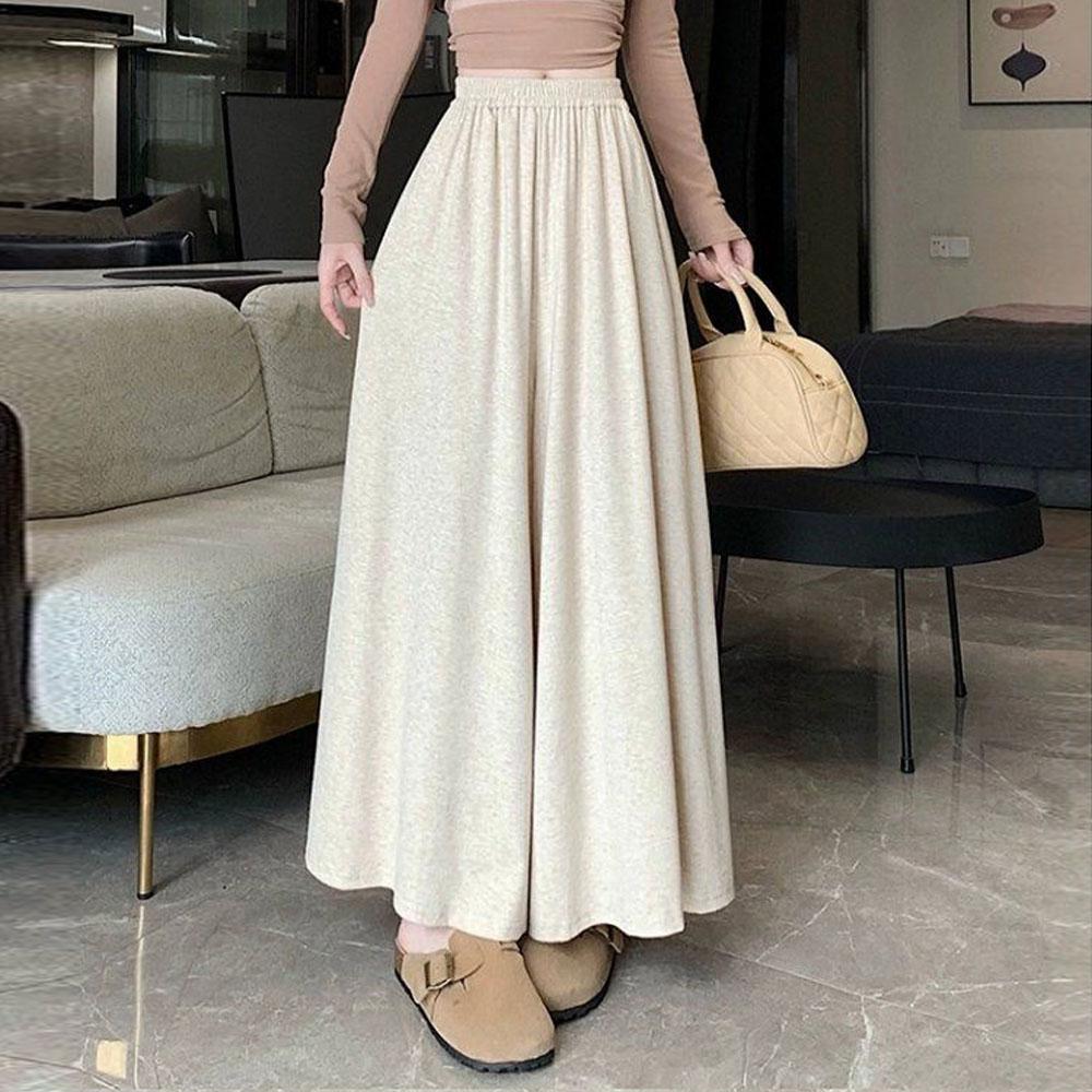 Women's Autumn Winter Clothes High Waist Wide Leg Pants Knit Long Dresss Skirts Pants For Women Trousers Streetwear