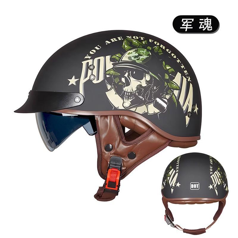 Retro Motorcycle Helmet National Standard Certification Semi-helmet Men Women Electric 318 Knight