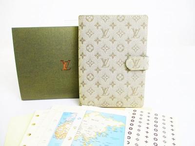 Autentické LOUIS VUITTON Monogram Mini Khaki Plátěné Držáky na Dokumenty Agenda PM #7294 Renovované