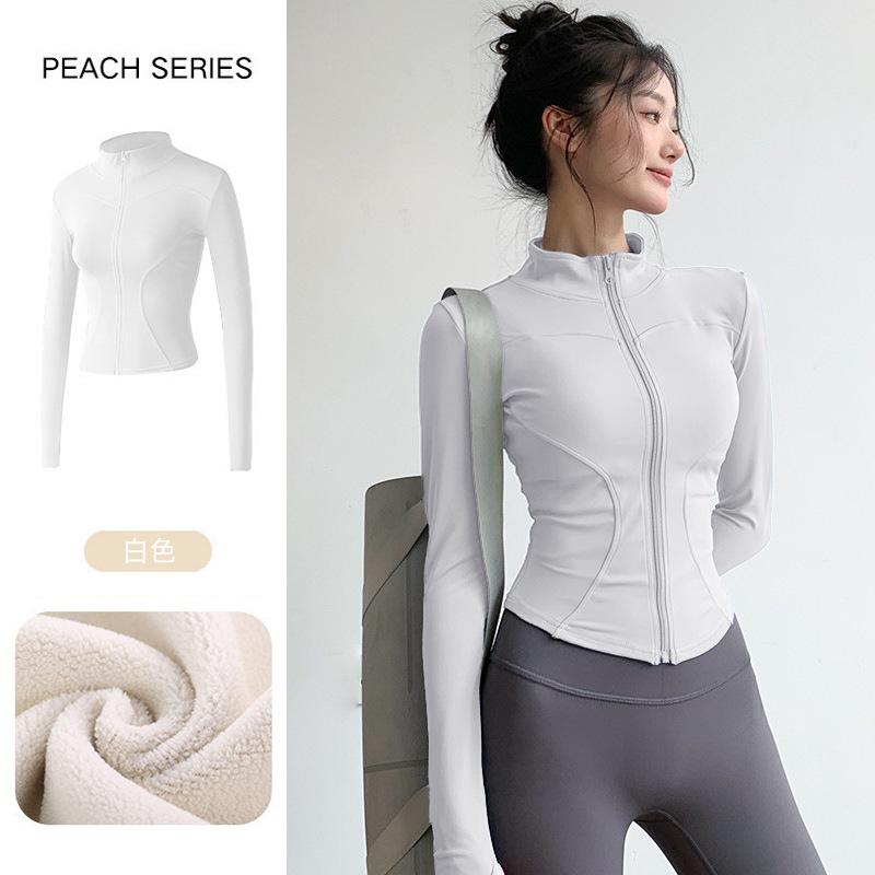 1011 spring running fitness top fleece thickened yoga clothes sports jacket women's morning running tight and thin long sleeves