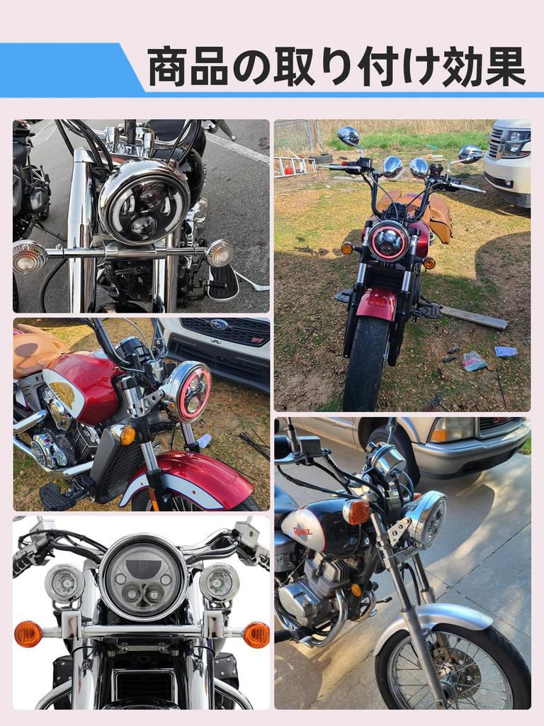 Largoods LED Headlight Housing Bucket Auxiliary Fog Lamp Shell Cycle Harley Davidson Motorcycle Universal Bracket Metal Fittings Retrofit Set of 1 7"