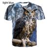 Unisex Fashion Print Owl 3D Shirt Summer Cute Bird Pattern Short Sleeve Animal Top