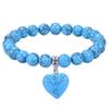 European and American Fashion Natural Powder Crystal Bracelet, Peach Heart Pendant Bracelet, Women's Natural Stone Bead Elastic Rope Bracelet
