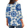 Women's Casual And Fashionable V-Neck Floral Print Seven Quarter Sleeved Top Top