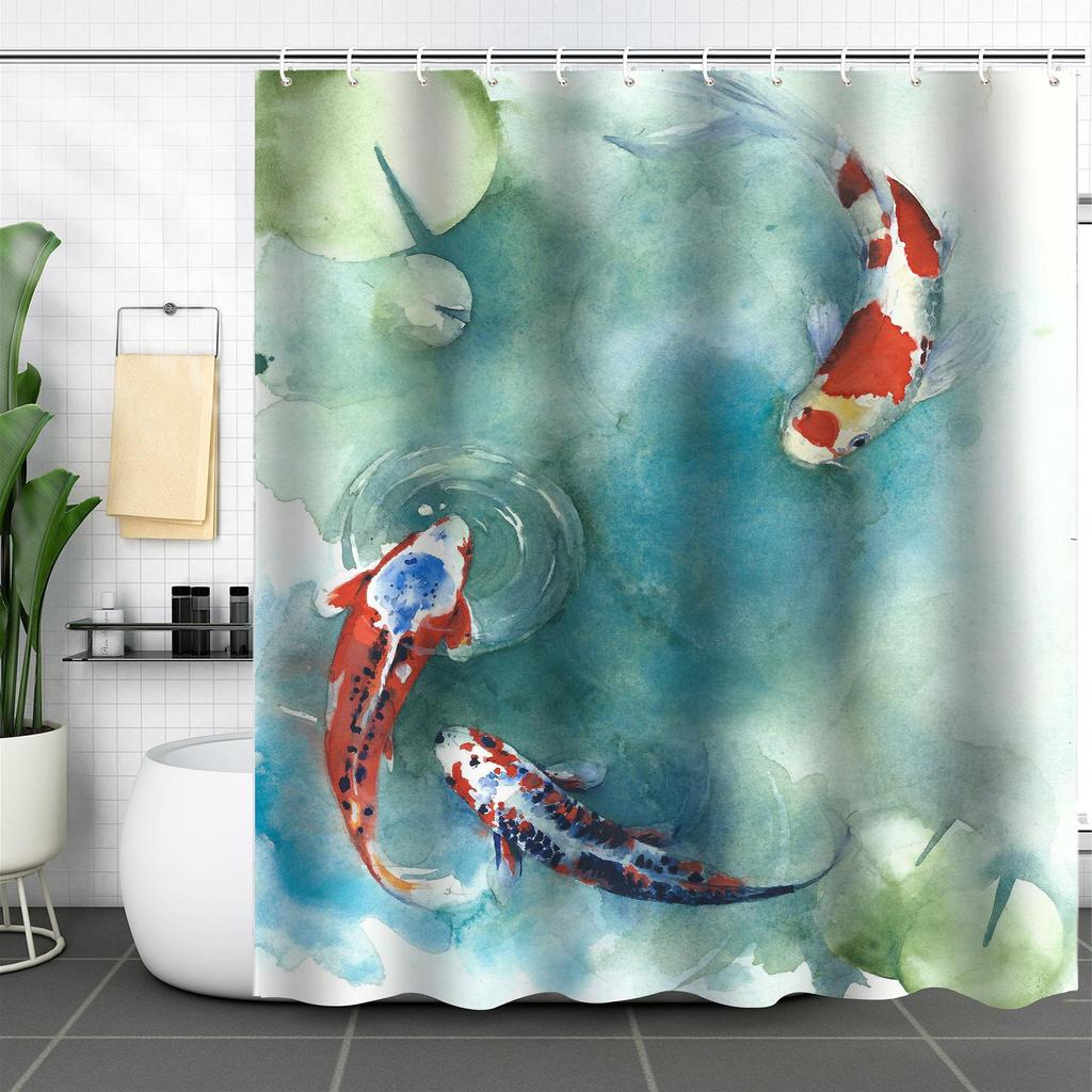 Waterproof Curtain With Mildewproof Shower Sea Wave Dinosaur Whale And Cat Print