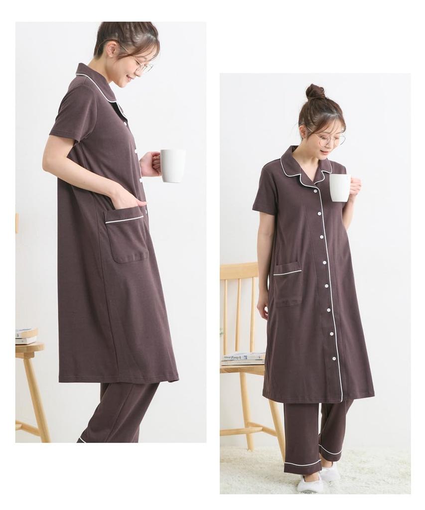 Nissen Maternity Pajamas Set Short Sleeve Front Button Nursing Loungewear Summer Womens Pre and Postpartum Sleepwear Lavender Size L