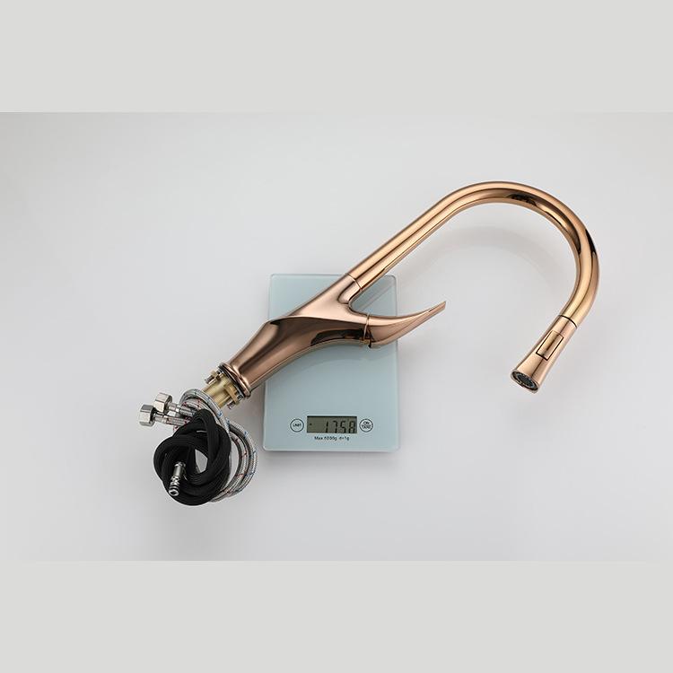 New Rose Gold Kitchen Faucets Crane Pull Out Kitchen Tap Water Tap Sink Mixer Rotate Rose Gold Brass Faucet Water Mixer