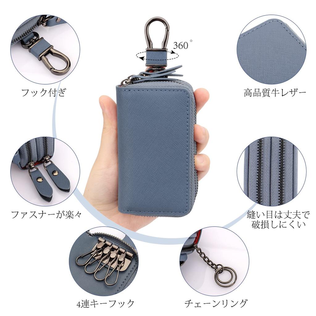 Smart Key Case for Men and Holds Two Keys Double Convenient Women, Simultaneously, Pockets, Leather, Multifunctional, (Black)