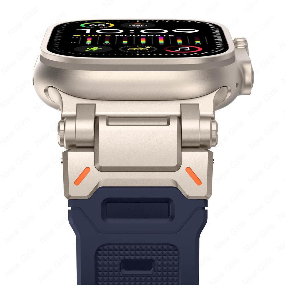 Sports Rubber Band for Apple Watch Ultra 2 1 Band 49mm Series 10 46mm Luxury Wristband for IWatch Series 9 8 7 6 5 4 45mm 44mm