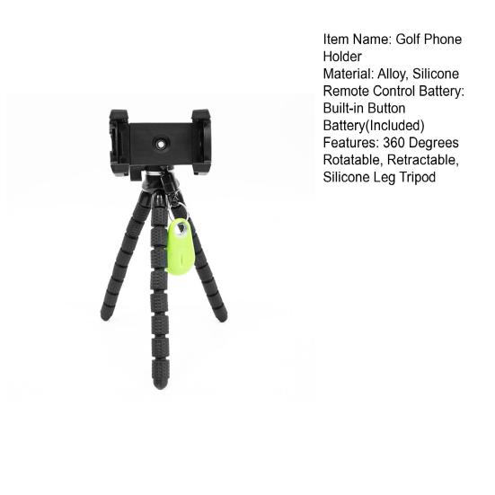 Golf Phone Holder with Bluetooth-compatible Remote Control 360 Degrees Retractable Silicone Leg Tripod Live Streaming Cell Phone Stand Bracket