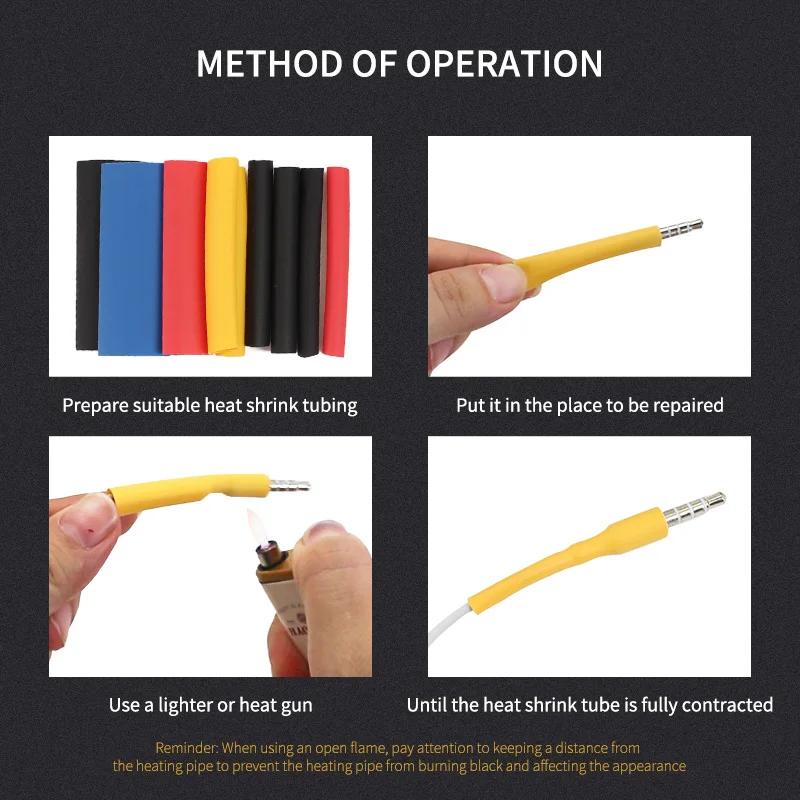 164PCS Heat Shrink Tube Sleeving Tubing Assortment Kit Electrical Connection Electrical Wire Wrap Cable Waterproof Shrinkage 2:1