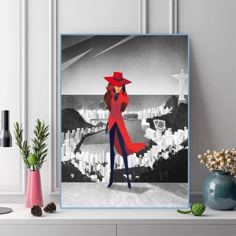 Carmen Sandiego 100% Round Full Drill 5D DIY Diamond Painting Embroidery Cross Stitch Rhinestone Décor