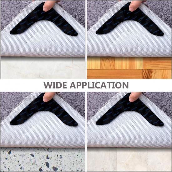 Rug Grippers,Never Curl Rug Grippers Non Slip Reble Carpet Stickers for Area Rugs, Hardwood Floors, Tile Floors, Floor Mats, Keep Your Rug in Place