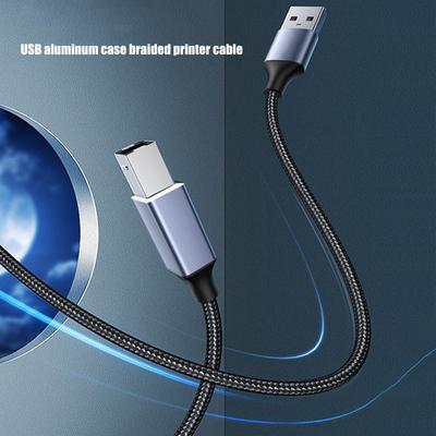 Nylon Braided USB 2.0 To USB B Printer Cord with Fast Transfer Speed for PC Laptop Printer Scanner Controller