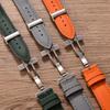 STAPELP 18mm 19mm 20mm 22mm Sailcloth Strap FKM TOP+Leather Base Tropical Texture Rubber Watch Bands Quick Release Pin Buckle