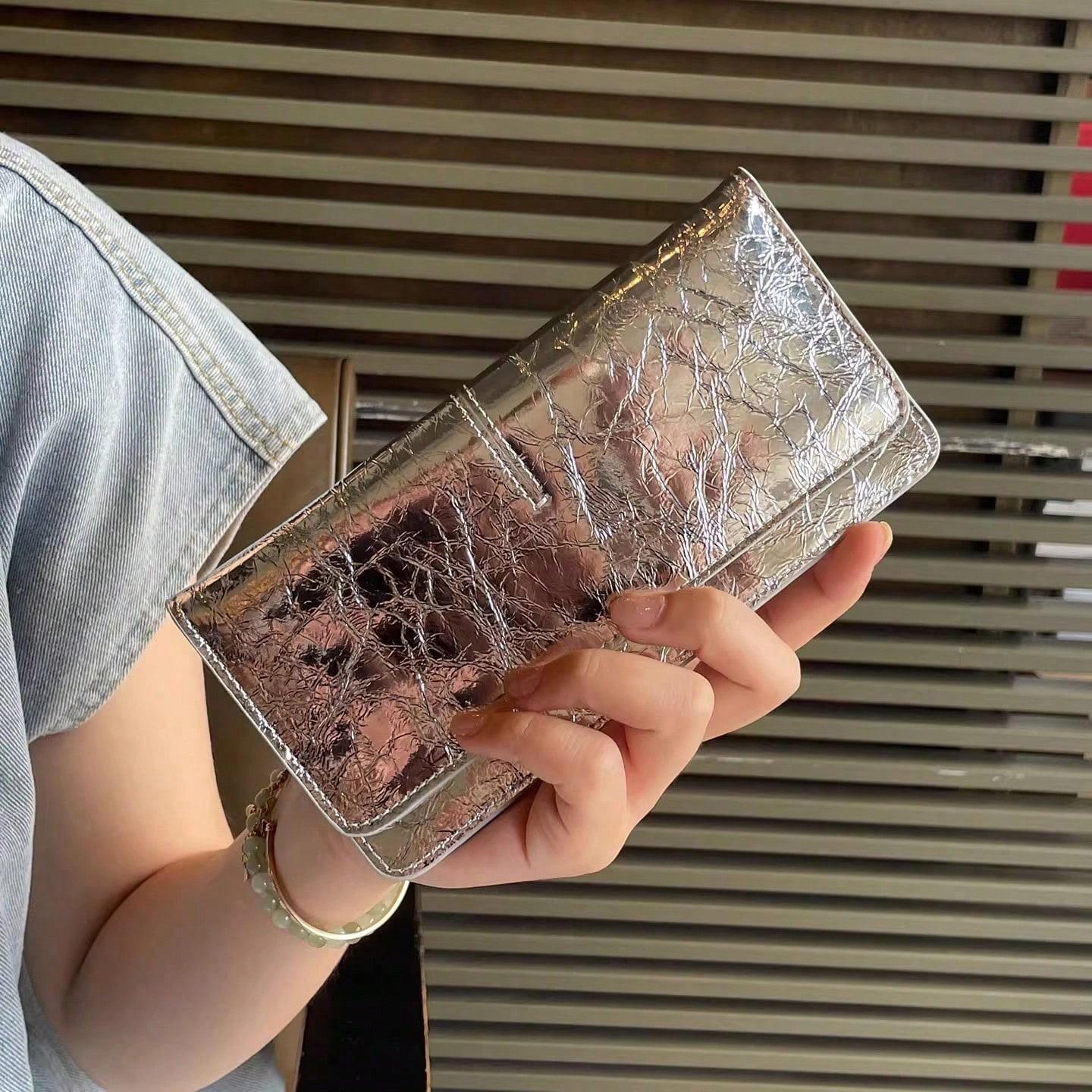 Portefeuille Femme Nouveau Long Sac à Cartes, Haut de Gamme et Pratique Silver multicolore