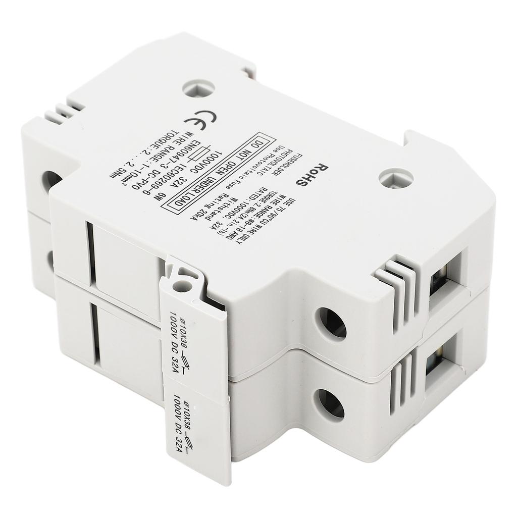 DC Fuse Holder Quick Breaking 2P 32A 10x38 Photovoltaic Fuse Holder with 30A PV Fuses 1000VDC