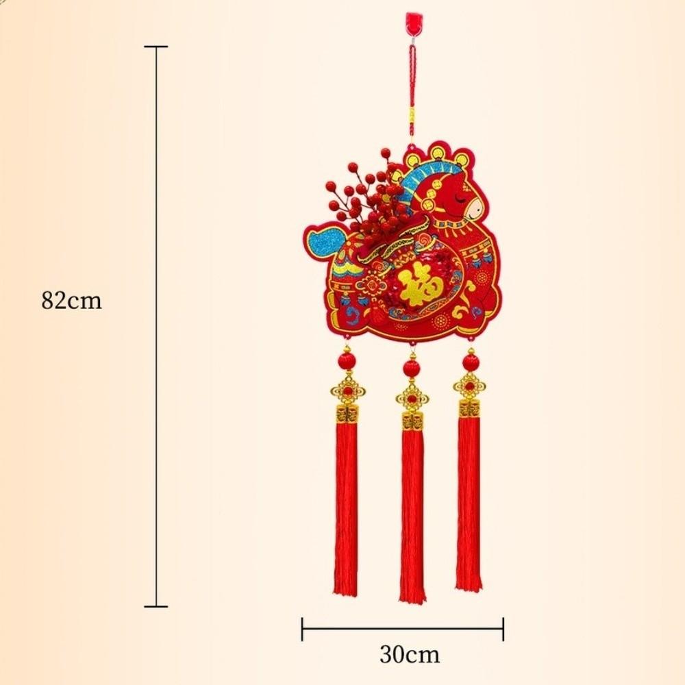 Red Gourd Chinese New Year Ornament with Tassels FU Character Wall Hanging Decor God of Wealth Decor Year of The Horse