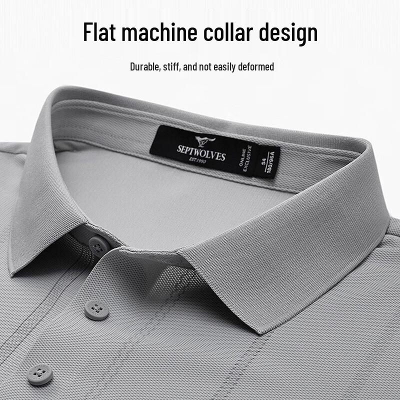 SEPTWOLVES Men's Easy-Care High-Stretch Striped Short Sleeve Polo Shirt