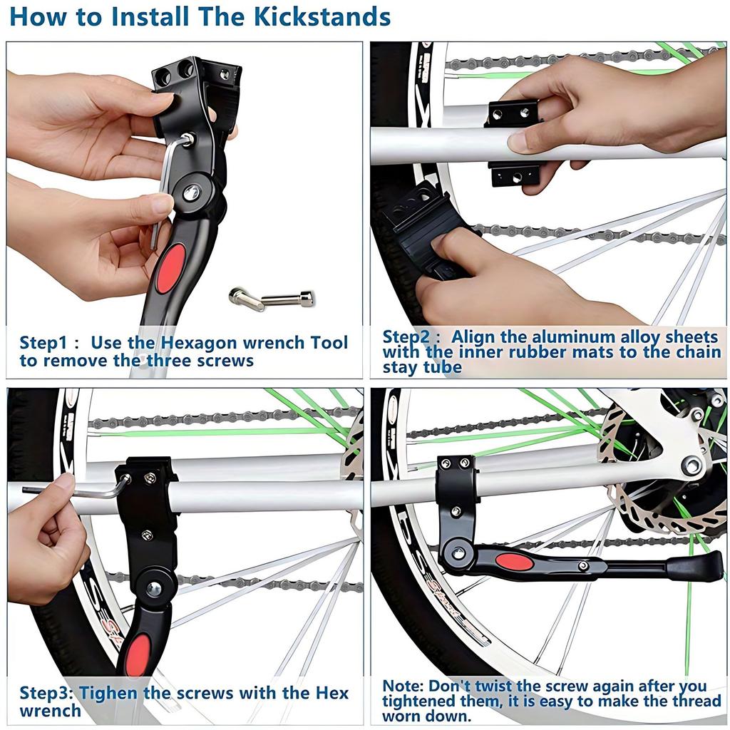 Adjustable Aluminum Alloy Bicycle Kickstand for 24-27 Inch Bikes Strong Durable Bike Stand