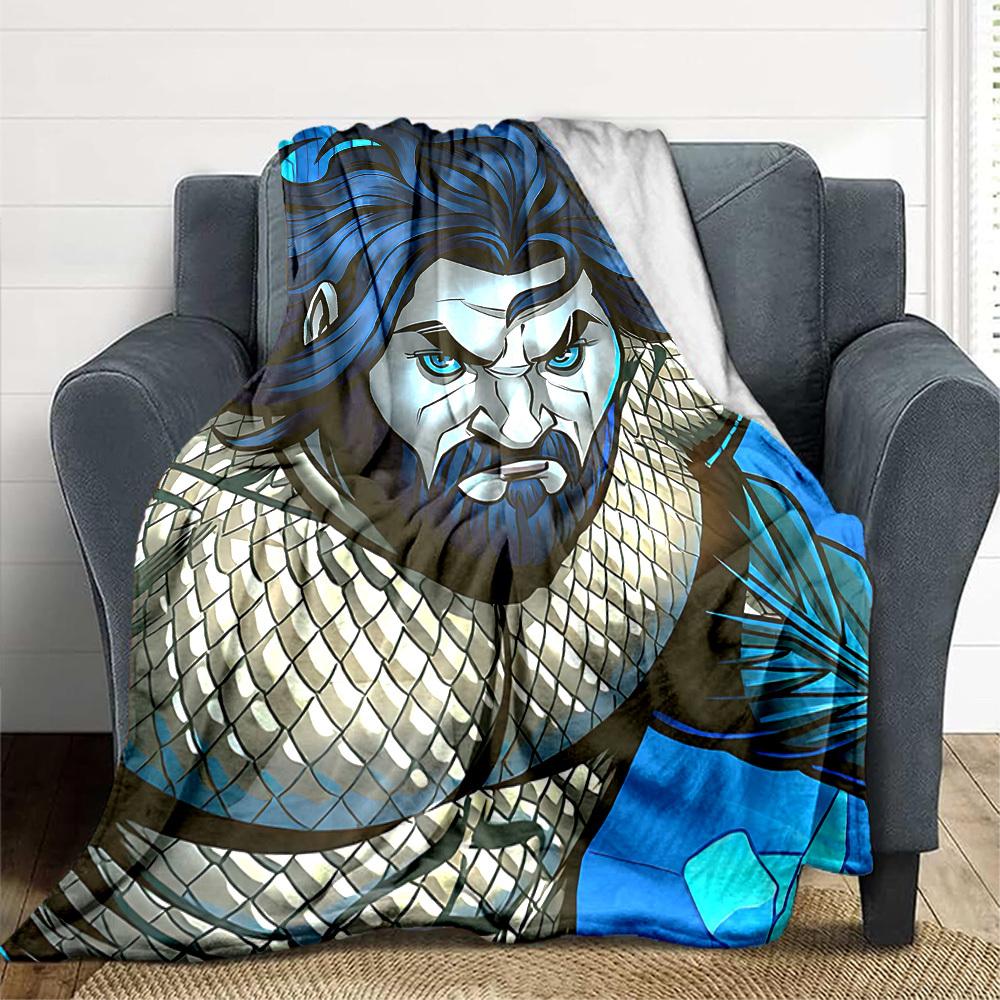 1pc Aquaman Flannel Throw Blanket Soft, Warm & Cozy for Couch, Bed, Office, and Travel Versatile All Season Gift, Christmas present 80x120cm
