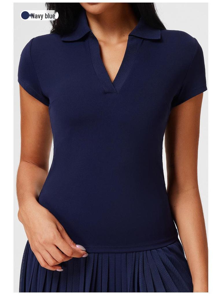 Cai Jue Women's Quick-Dry Polo Shirt - Short Sleeve, Cool Turn-Down Collar for Sports, Badminton, Tennis
