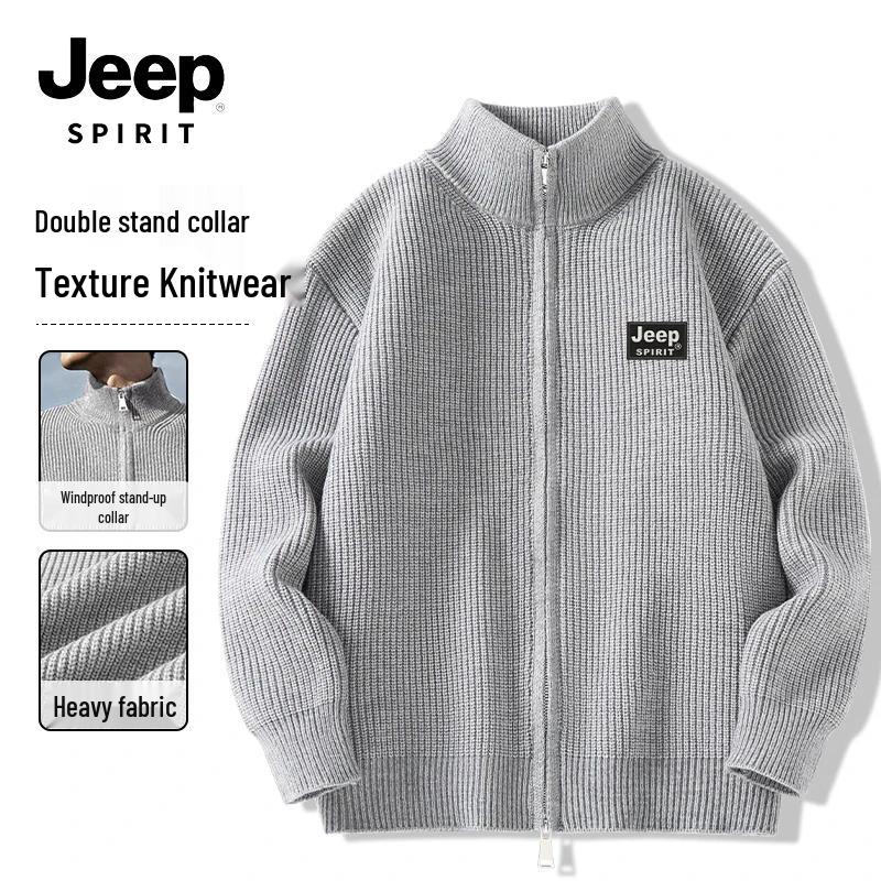 JEEP SPIRIT Men's Winter Stand-Collar Knit Sweaters