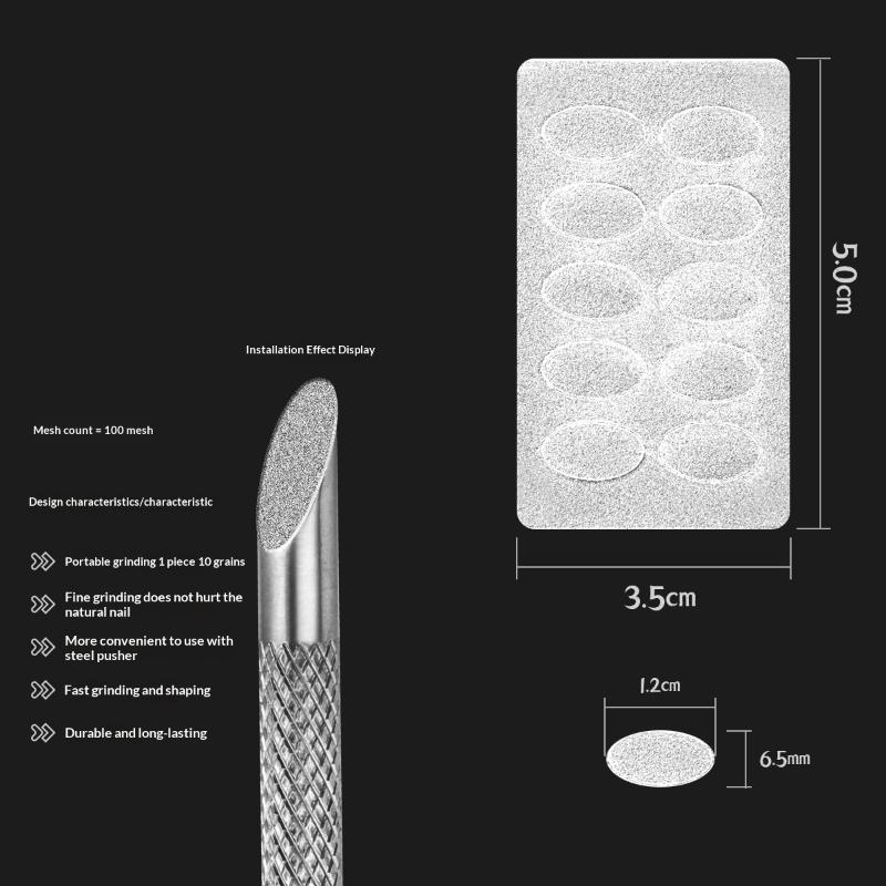 Double-Ended Nail Beveled Head Cuticle Pusher Remover Stainless Steel Cuticle Remover Manicure Sticks Nail Grinding File White 1