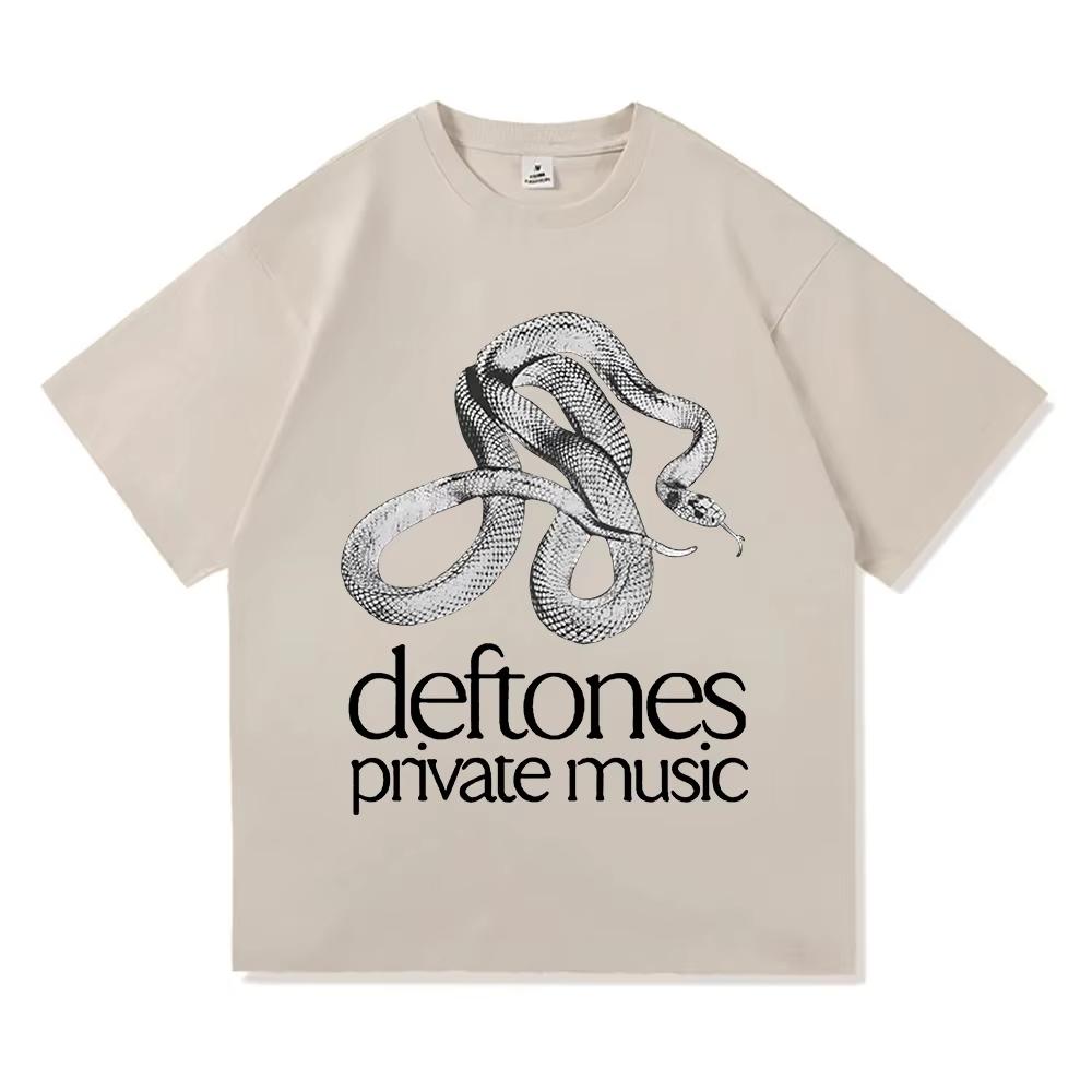 Men's Summer Private Music Track List Deftones Rock Band Printed Round Neck T-shirt Cotton Loose Large Short Sleeve Street Wear
