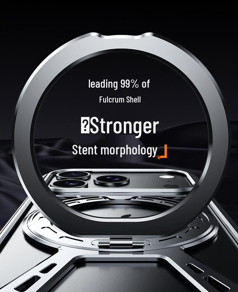 Compatible with iPhone 17 Air: Metal Hollow Heat-Dissipating Magnetic Stand Case for Apple 15/16 Pro Max.