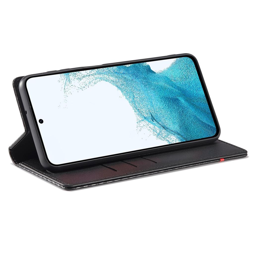 LC.IMEEKE Etui do Samsunga Galaxy S25+ Tekstura Włókna Węglowego Pokrowiec na Telefon Stojak Uchwyt na Karty