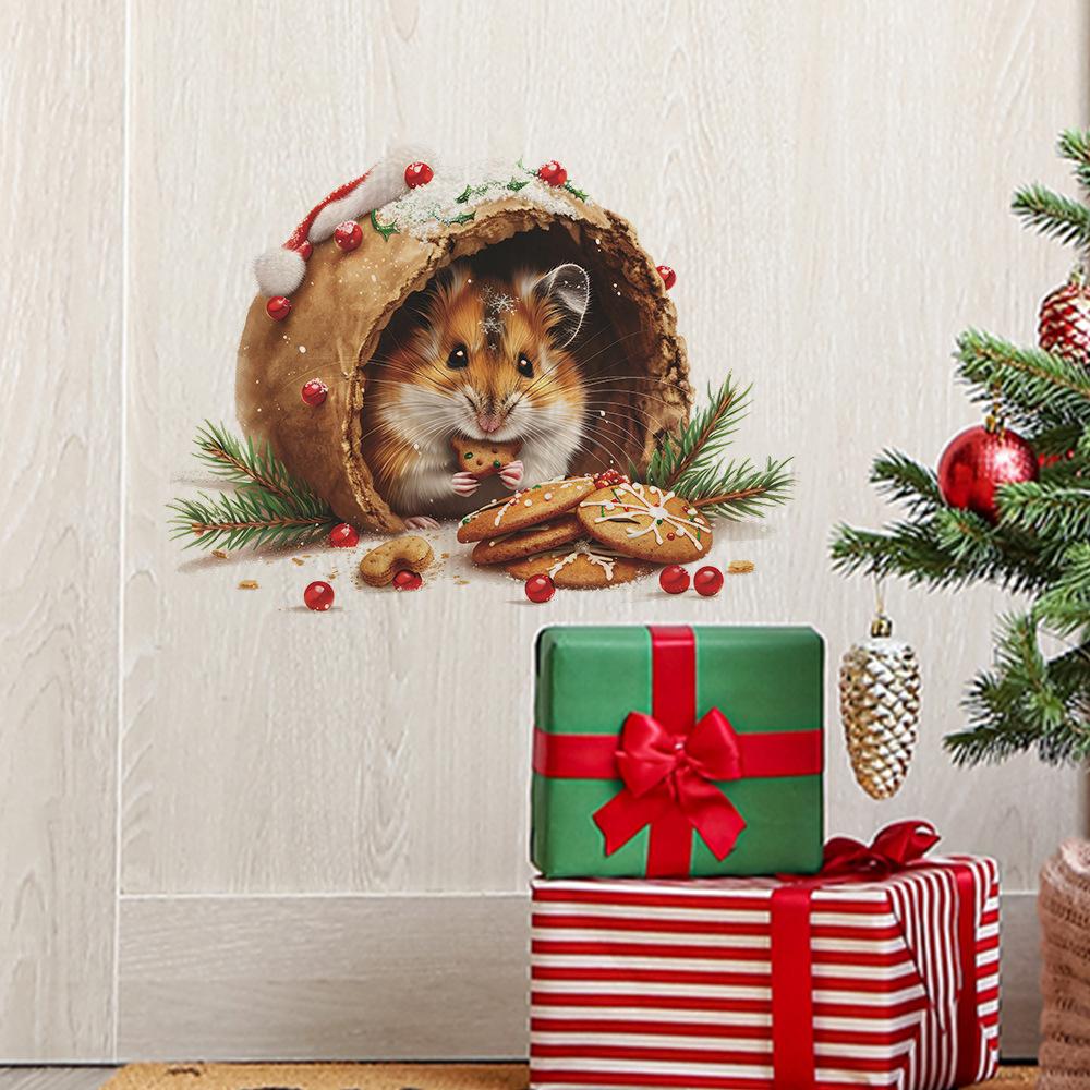 Christmas Squirrels Steal Cookies Bedroom Living Room Study Background Landscaping Wall Stickers