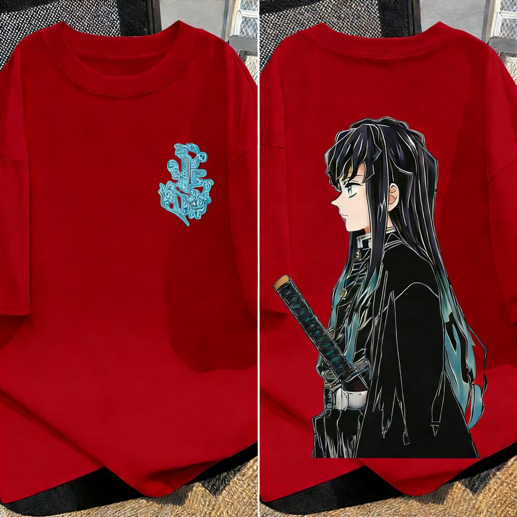Demon Slayer Anime Printed Men and Women Oversized Tshirt Couple Street Fashion Summer Casual Parent Child Top Harajuku Y2K