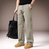 High-end Bamboo Fiber American Retro Men's Casual Pants Spring Solid Color Simple Loose Straight Wide-leg Commuter Trousers