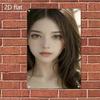 Korean Art Metal Sign - Asian Woman Face Portrait Iron Wall Decor for Home Bar Cafe, Durable 2D Flat Poster