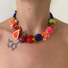 Vintage Stil Frucht Anhänger Halskette 3D Erdbeere Granatapfel Perlen Perlenkette Süßer Schmuck Für Frauen Täglichen Und Party Gebrauch